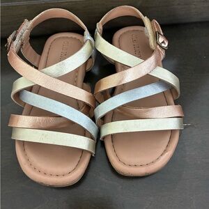 Old Navy Girls Metallic Multi-Striped Sandals - Rose Gold, Silver, gold